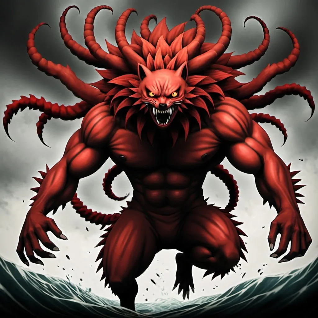 Prompt: Red-Tailed Beast, Insanity Chakra, Naruto Creepy Pasta