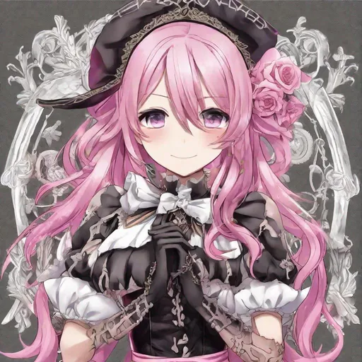 Prompt: Maid of Bones, Pink_Eyes, Pink_Hair, Author of Hearts, Bone Crown, All Knowing Necromancer Witch, Happy, Bones, Heat Clay Mix, Planted [Anime], Quiet Wisdom, Master Strategies, 