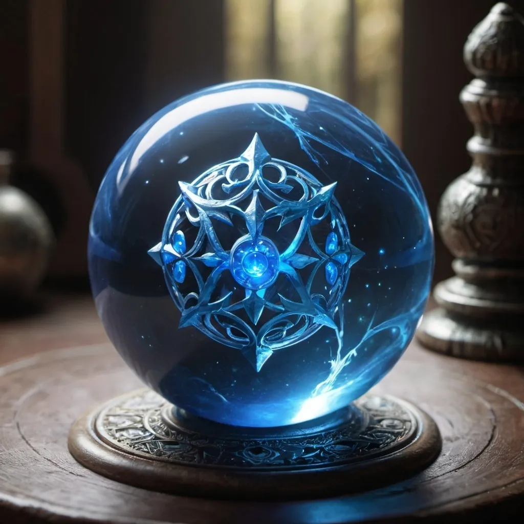 Prompt: Blue Magical Orb, D&D, Orph Teshata