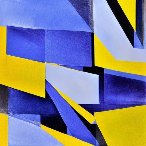 Prompt: Blue Swift, Yellow Beams, Abstract Painting by Max Igig