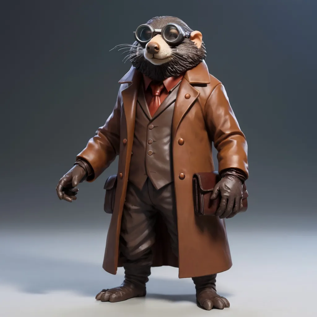 Prompt: Activated Mole Professor, Brown Coat, Goggles of Hadrix