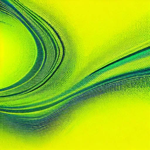 Prompt: fluid green waves-wavy, on yellow backdrop