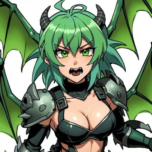 Prompt: Green_Hair, Puffy Dragon Girl, Drunk, Madness Extroverted, Psycho Energy, Blind Warrior of 50 Legions of Demons, Metal Energy, Anime, Metal Water Expansion, Gear, Rage of Hell