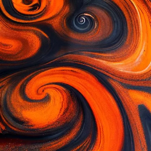 Prompt: Brown Abstract Swirls, Orange Undertones, Black Narrow Jetters, Splash Paint, by d9_mook