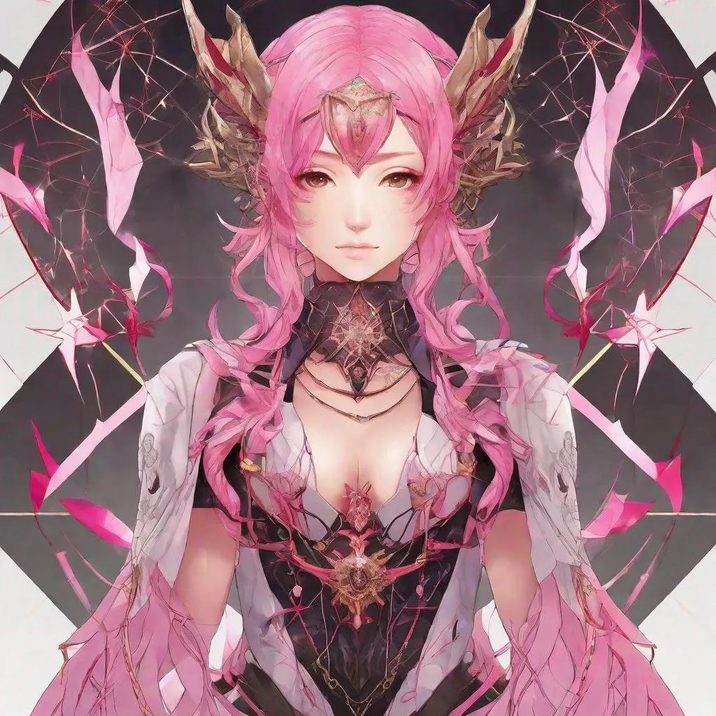 Prompt: Pink_Hair, Girl, Hypotikik Mage, She Rules 16 Divisions of Demons, Anime