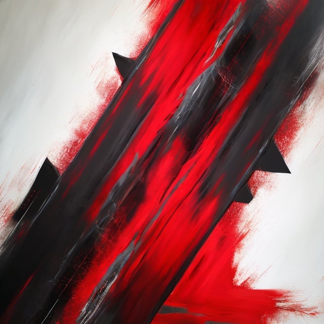 Prompt: Red Spikes, Black Whirlwind, Destiny Knot, Abstract Painting