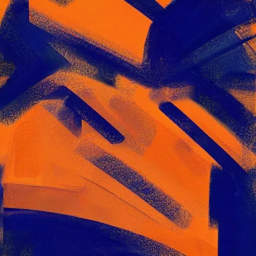 Prompt: Orange Blue Minimalist, Rough/Nonium by Albert Strone