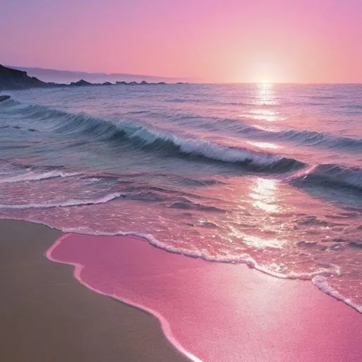 Prompt: Pink Soft Folding Ocean, Gleaming