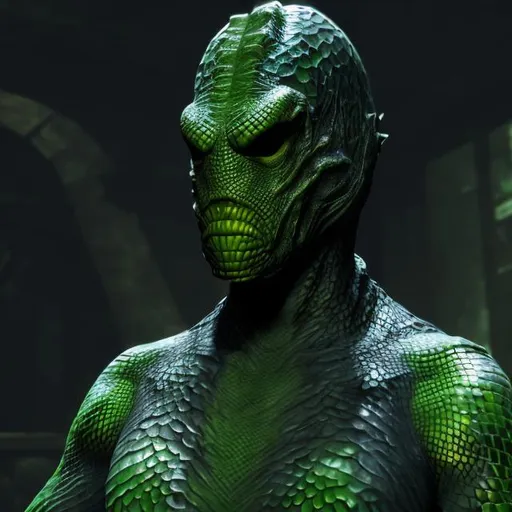 Prompt: Reptile Lucidity Right Skin, Green Hydrofoil Mask, Council of the Seven Night  