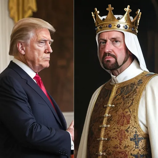 Prompt: A modern president versus a medieval king