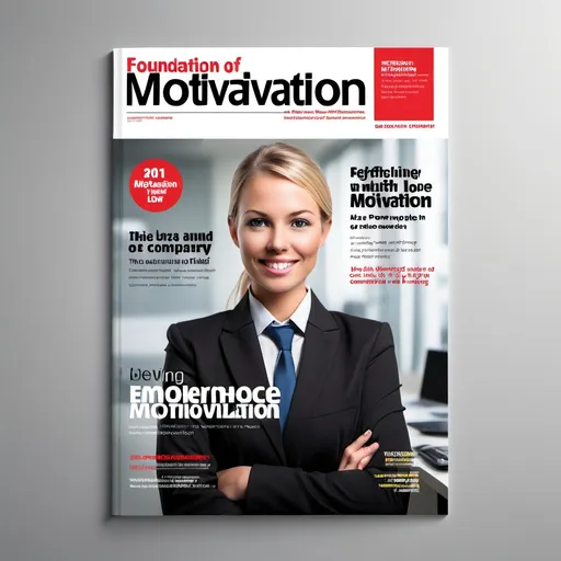 Prompt: "Design a professional and visually engaging magazine cover in A4 size with the title 'Foundation of Employee Motivation.' The theme should be modern and corporate, with a focus on motivation in the workplace. The title should be large and bold at the top, using a clean, contemporary font. Below the title, include a brief tagline or summary such as 'Unlocking the Power of Motivation for Organizational Success.' Incorporate subtle motivational elements like gears, growth icons, or abstract human figures symbolizing progress and engagement. The color scheme should blend calming blues and energetic oranges, representing harmony and drive. The layout should be clean, with space for additional smaller headings or text, but the title and central imagery should dominate the cover. Ensure that the design evokes professionalism, clarity, and inspiration."