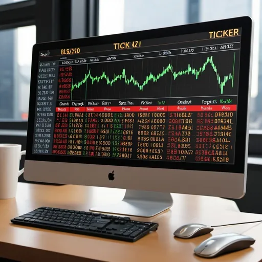 Prompt: stock ticker realistic on computer

