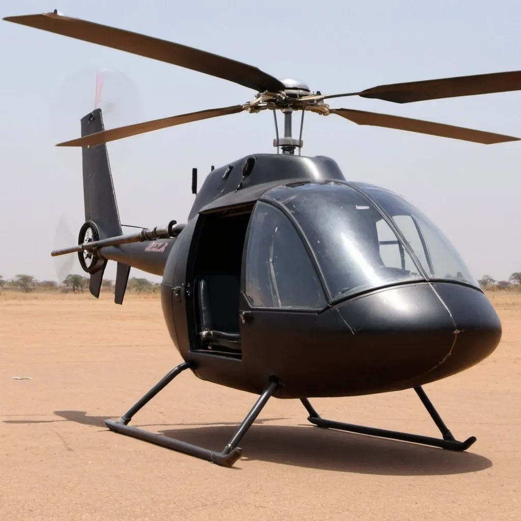 Prompt: create a YouTube thumbnail for African home made helicopters, make it unique,  attractive, exiting and a mavel