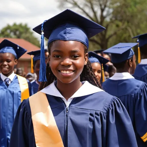 Prompt: young african girl graduating from highschool caroline kangongo
