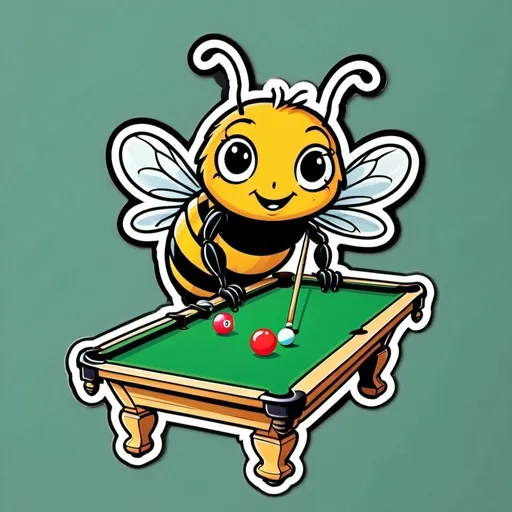 Prompt: A bee playing billiard