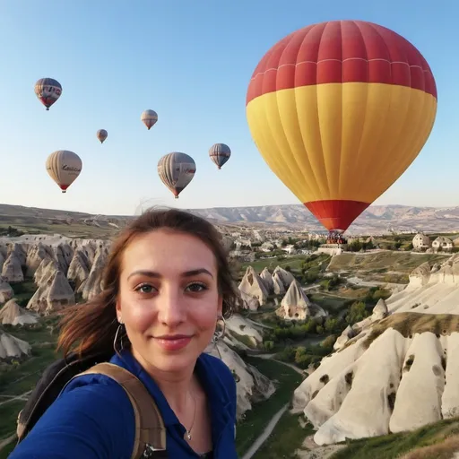 Prompt: myself riding balloon in cappadocia, use my face in the picture