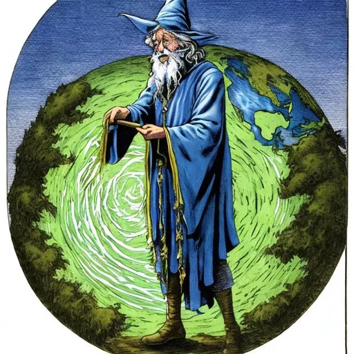 Prompt: wizard casting the earth