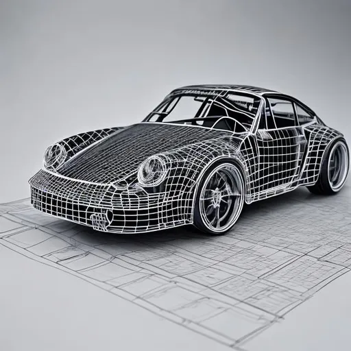 Prompt: wireframe porsche 