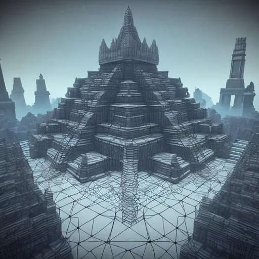 Prompt: wireframe temple
