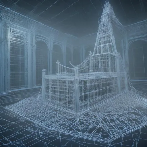 Prompt: ultra real wireframe kings throne
