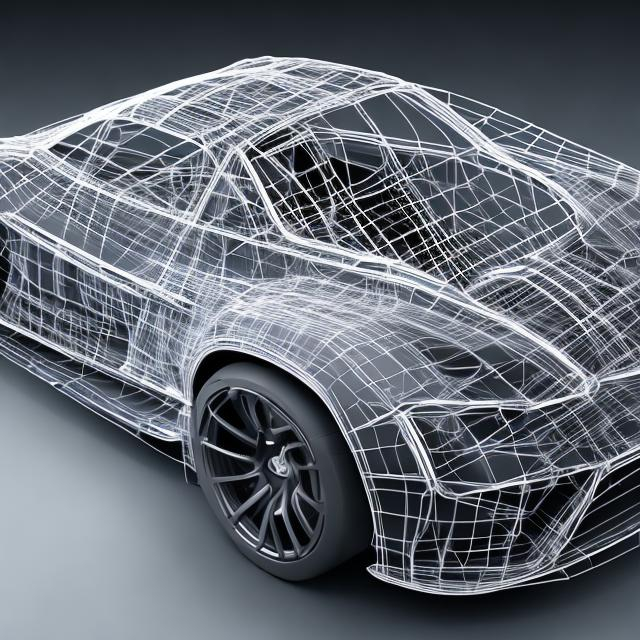 Prompt: wireframe sport car