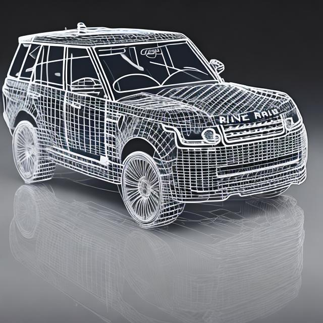 Prompt: wireframe real range rover