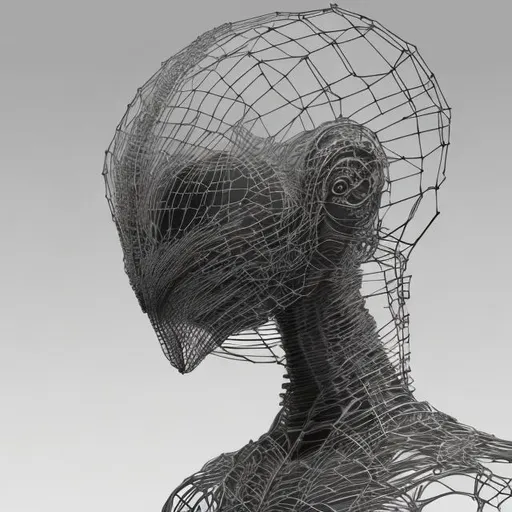 Prompt: ancient wireframe alien 