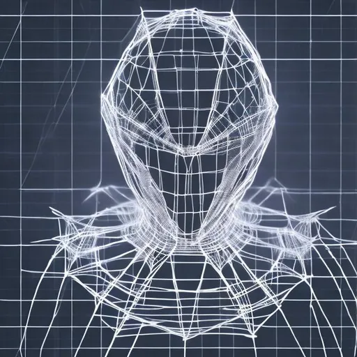 Prompt: wireframe alien hexagram