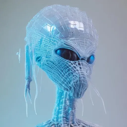 Prompt: icey wireframe alien 