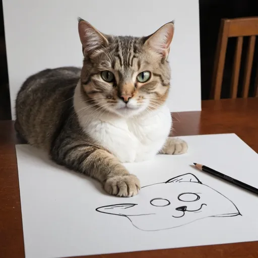 Prompt: Draw a cat on the table