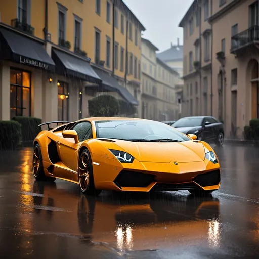 Prompt: lamborgini in rain

