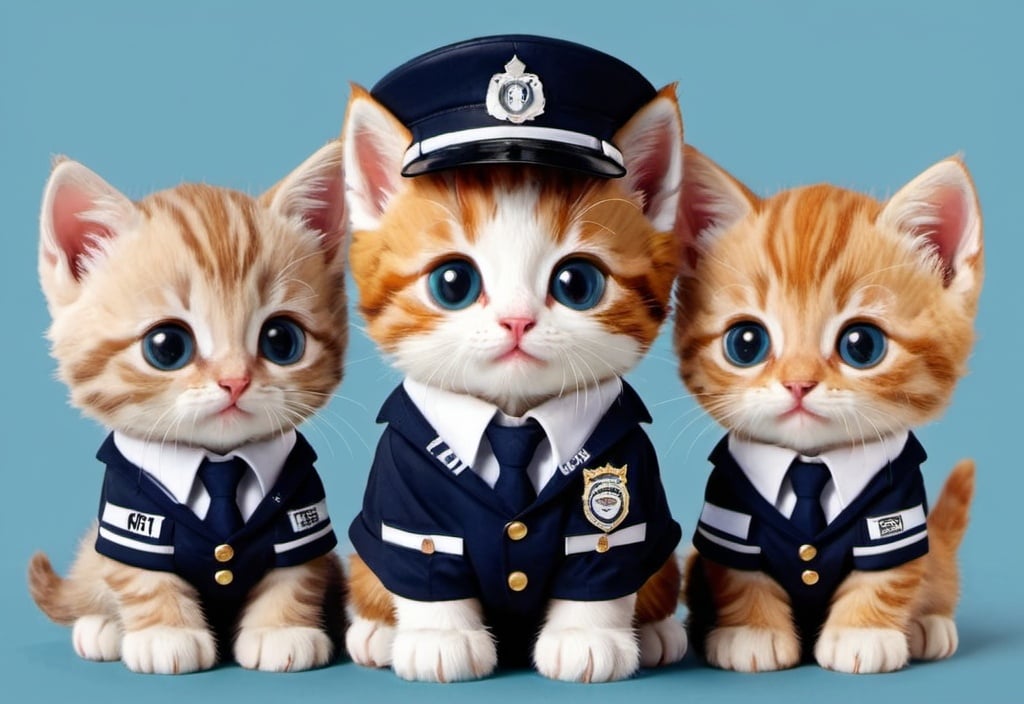 Prompt: Cute kittens in different official uniforms 