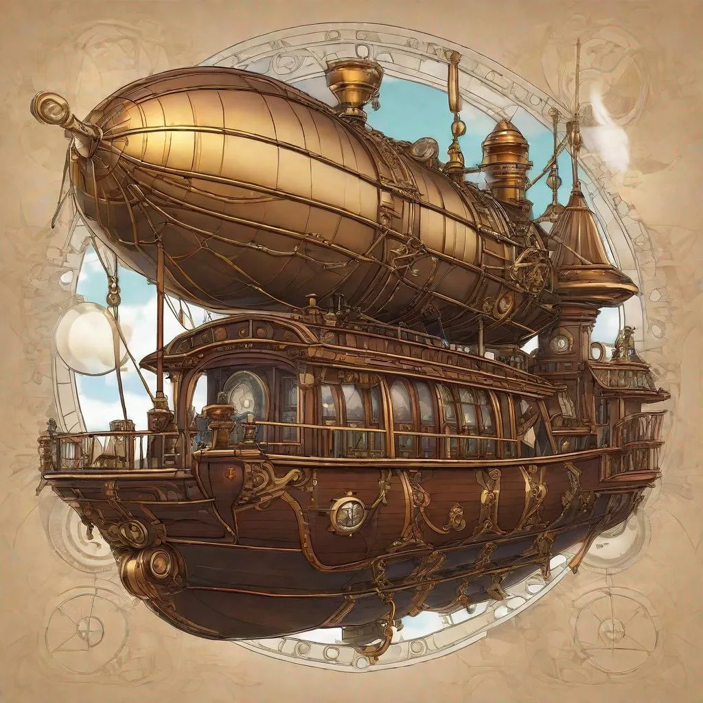 Airship at Sky, AI-Generatet Stock Illustration - Illustration of float,  transport: 296395790