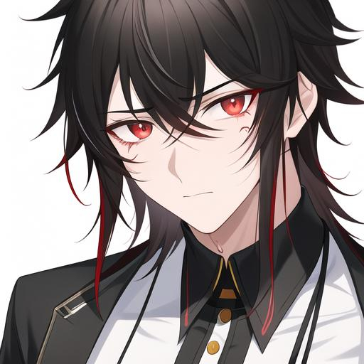 Prompt: Oxen 1male. He has really short black hair. He has {{{slanted and serious red-colored eyes.}} He has a stern yet comforting look. His face is covered in scars. He is wearing a white shirt. UHD, 4K.  Handsome. Highly detailed face. He is 26 years old. Close up