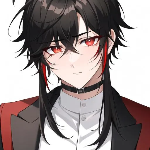 Prompt: Oxen 1male. He has short black hair. He has {{{slanted and serious red-colored eyes.}} He has a stern yet comforting look. His face is covered in scars. He is wearing a white shirt. UHD, 4K.  Handsome. Highly detailed face. He is 26 years old. Close up