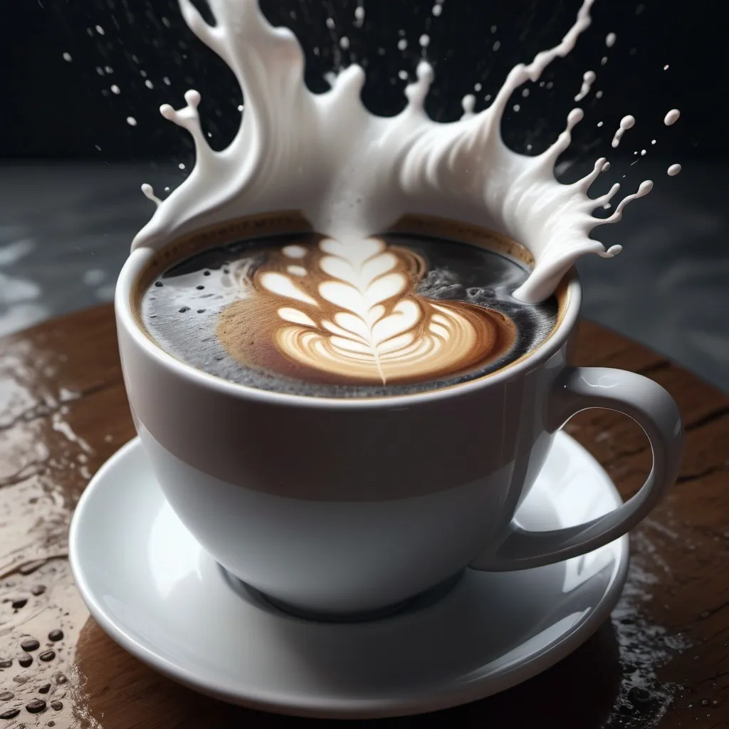 Prompt: A realistic storm in a large white cup with tossing waves coffee 