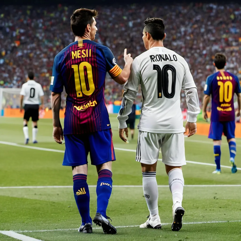 Prompt: messi and Ronaldo in the stade