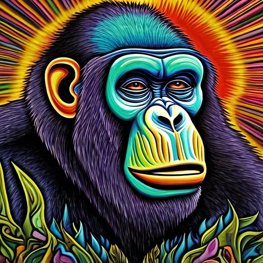 Prompt: Psychedelic stoned ape art
