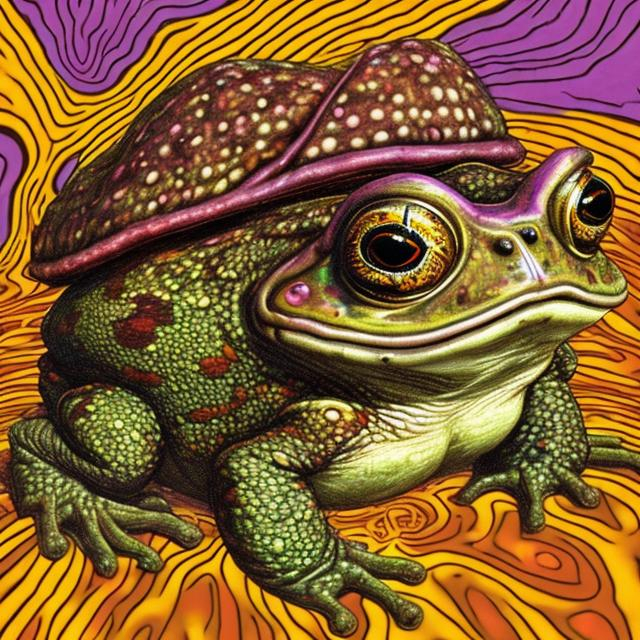 Prompt: a toad within a toad within a toad, dmt lsd mescaline psilocybin cannabis, trippy