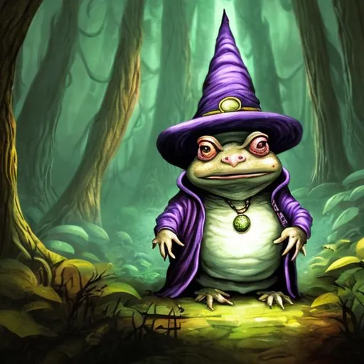 Prompt: wizard toad in a deep forest