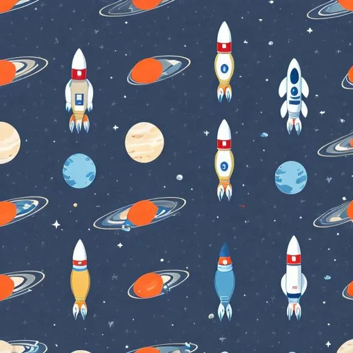 Prompt: Random Patterns of planets, rockets astronauts
