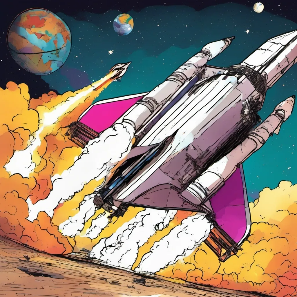 Prompt: A wide delta wing starship lifts off with the heavy booster rocket from Space x facility in west keys Florida. It’s important to emphasise the delta wing as wide enough to incorporate rocket engines either side of the starship - either side of the heavy booster rocket hot staging area. 
