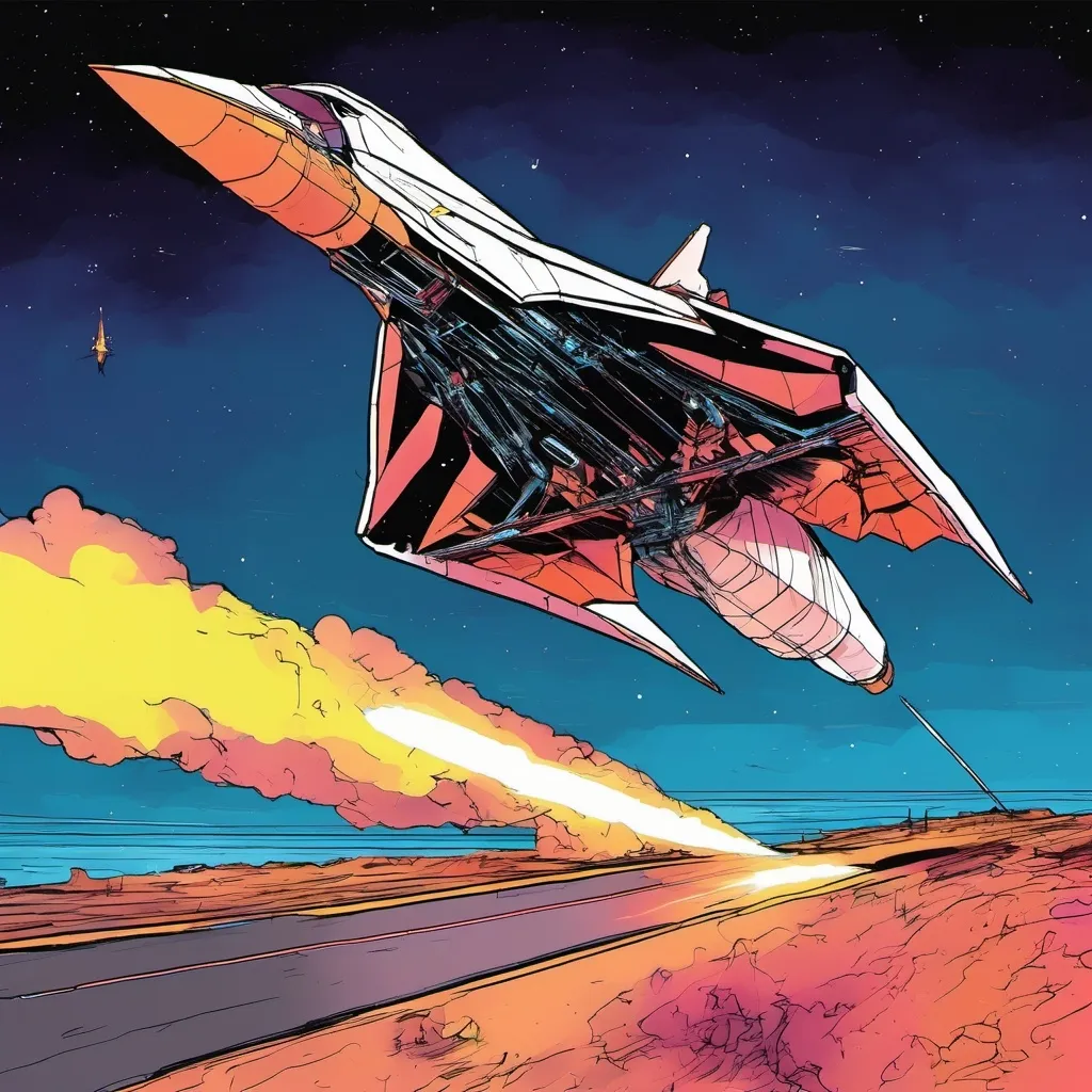 Prompt: A wide delta wing starship lifts off with the heavy booster rocket from Space x facility in west keys Florida. It’s important to emphasise the delta wing as wide enough to incorporate rocket engines outside of the heavy booster rocket hot staging area. 