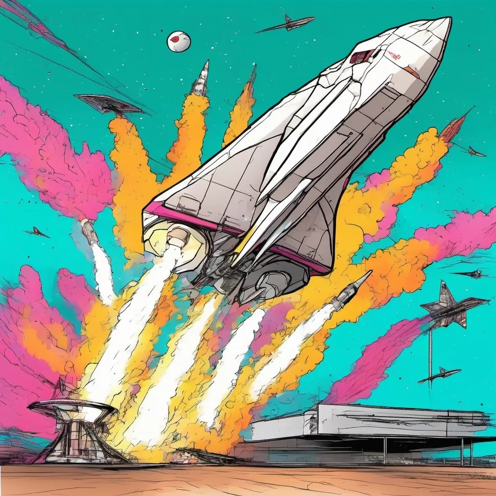 Prompt: A wide delta wing starship lifts off with the heavy booster rocket from Space x facility in west keys Florida. It’s important to emphasise the delta wing as wide enough to incorporate rocket engines outside of the heavy booster rocket hot staging area. 