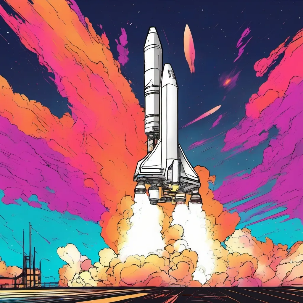 Prompt: A wide delta wing starship lifts off with the heavy booster rocket from Space x facility in west keys Florida. It’s important to emphasise the delta wing as wide enough to incorporate rocket engines either side of the starship - either side of the heavy booster rocket hot staging area. 