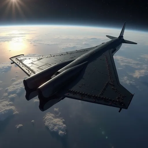 Prompt: A black wide delta wing starship forms part of the heavy booster rocket. It’s important to emphasise the delta wing as wide enough to incorporate rocket engines outside of the heavy booster rocket.