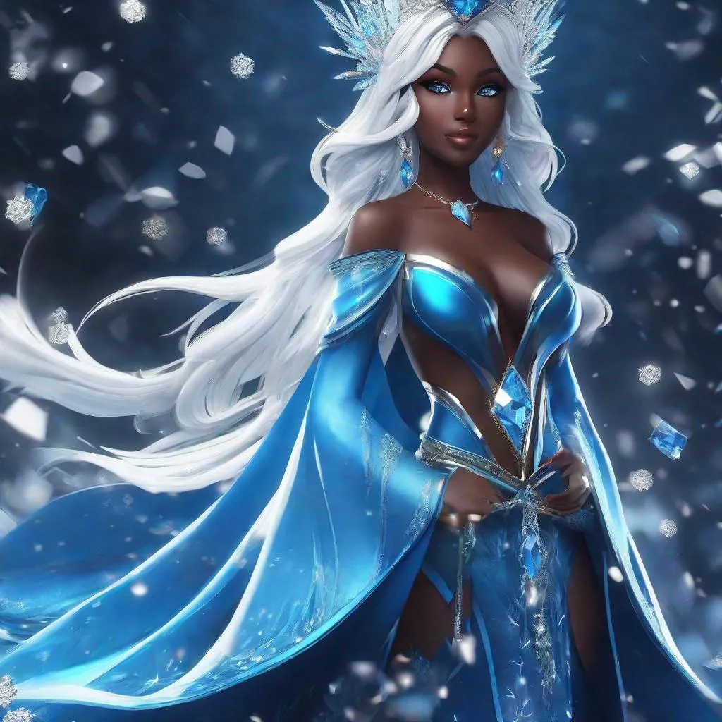 3d anime woman and beautiful 4k blue diamond snow qu...