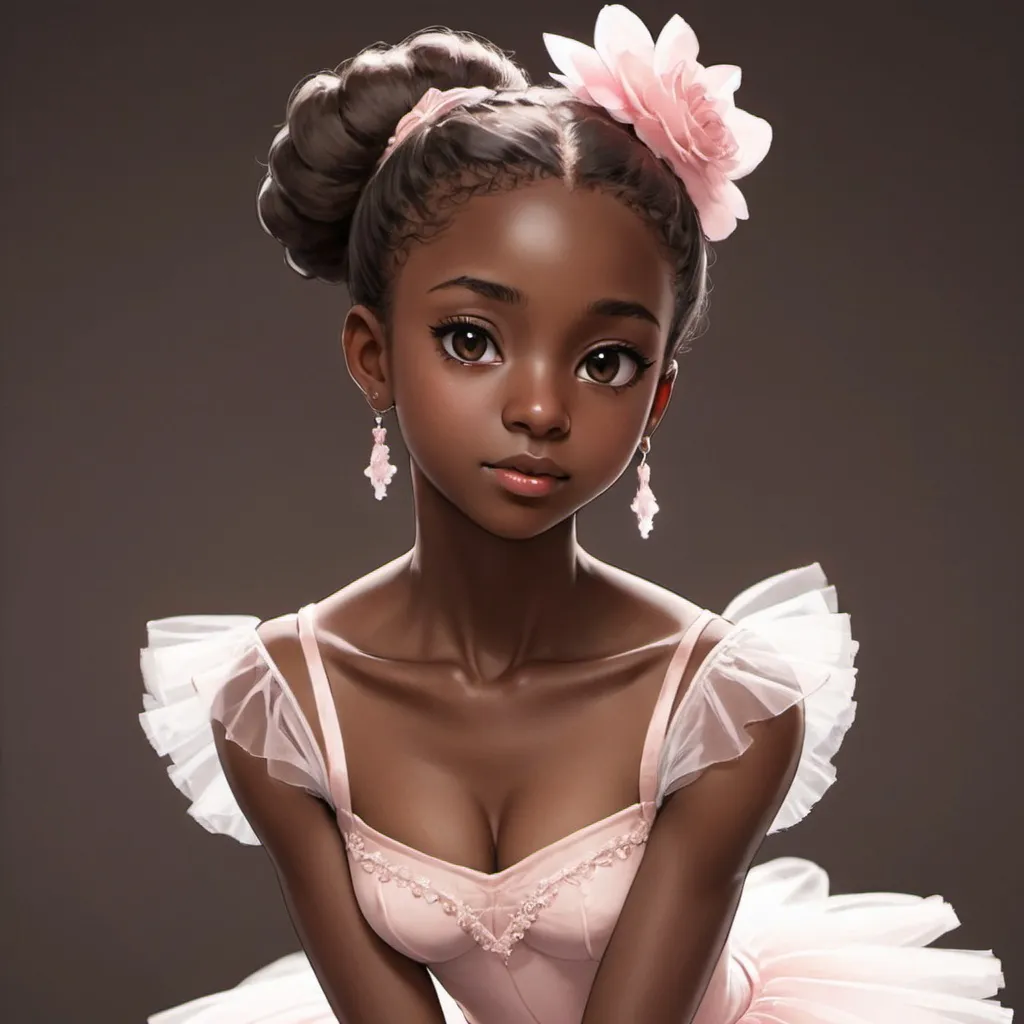 A gorgeous dark skinned ballerina anime 1girl