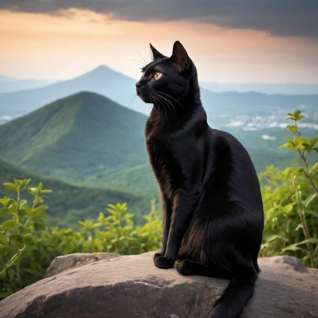 Prompt: black cat mountain