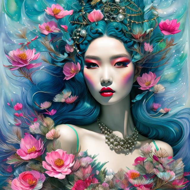 Prompt: multi exposure, goddess of love with pearl masterpiece coniferous, 3/4 portrait, fashion editorial art by Lin Fengmian, Anna dittmann, Justin Gaffrey, John Lowrie Morrison, Patty Maher, John Ruskin, Chris Friel, van Gogh, Valerie Hegarty, endre penovac.
3d, soft colors watercolors and ink, beautiful, fantastic view, extremely detailed, intricate, best quality, highest definition, rich colours 3d, extremely detailed, intricate, beautiful, high